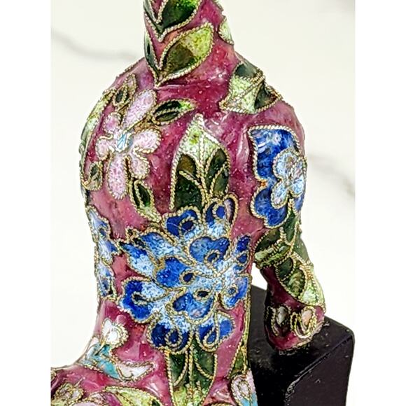 Cat Kitten Lovers 6" x 2 1/4" Ceramic Pink Multicolor Wood Base Home Decor - Picture 4 of 15